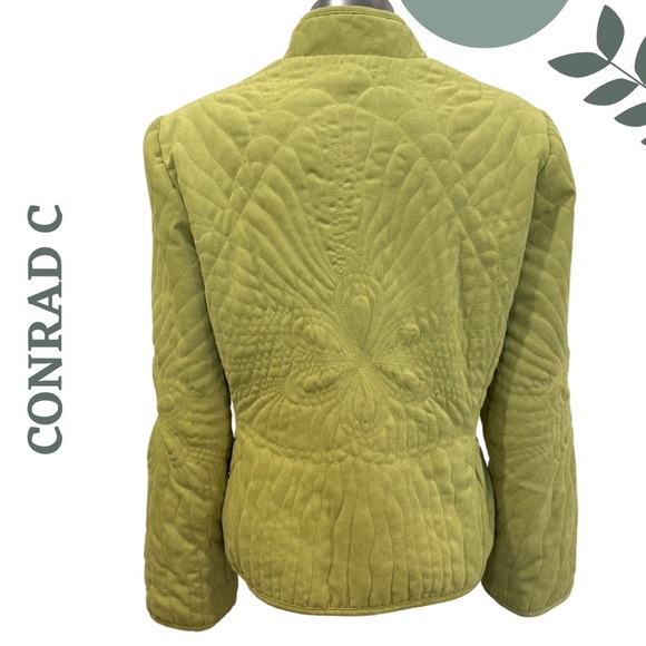 Conrad C Chartreuse Green Quilted Zip-Up Jacket | Sculpted Stylish | Size 6 - Picture 3 of 7